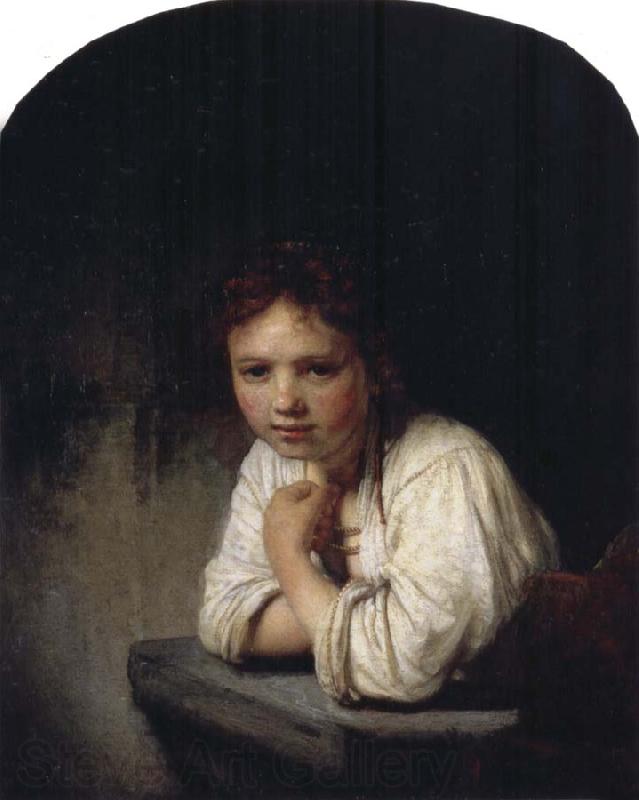 REMBRANDT Harmenszoon van Rijn Girl Leaning on a Window Sill Spain oil painting art
